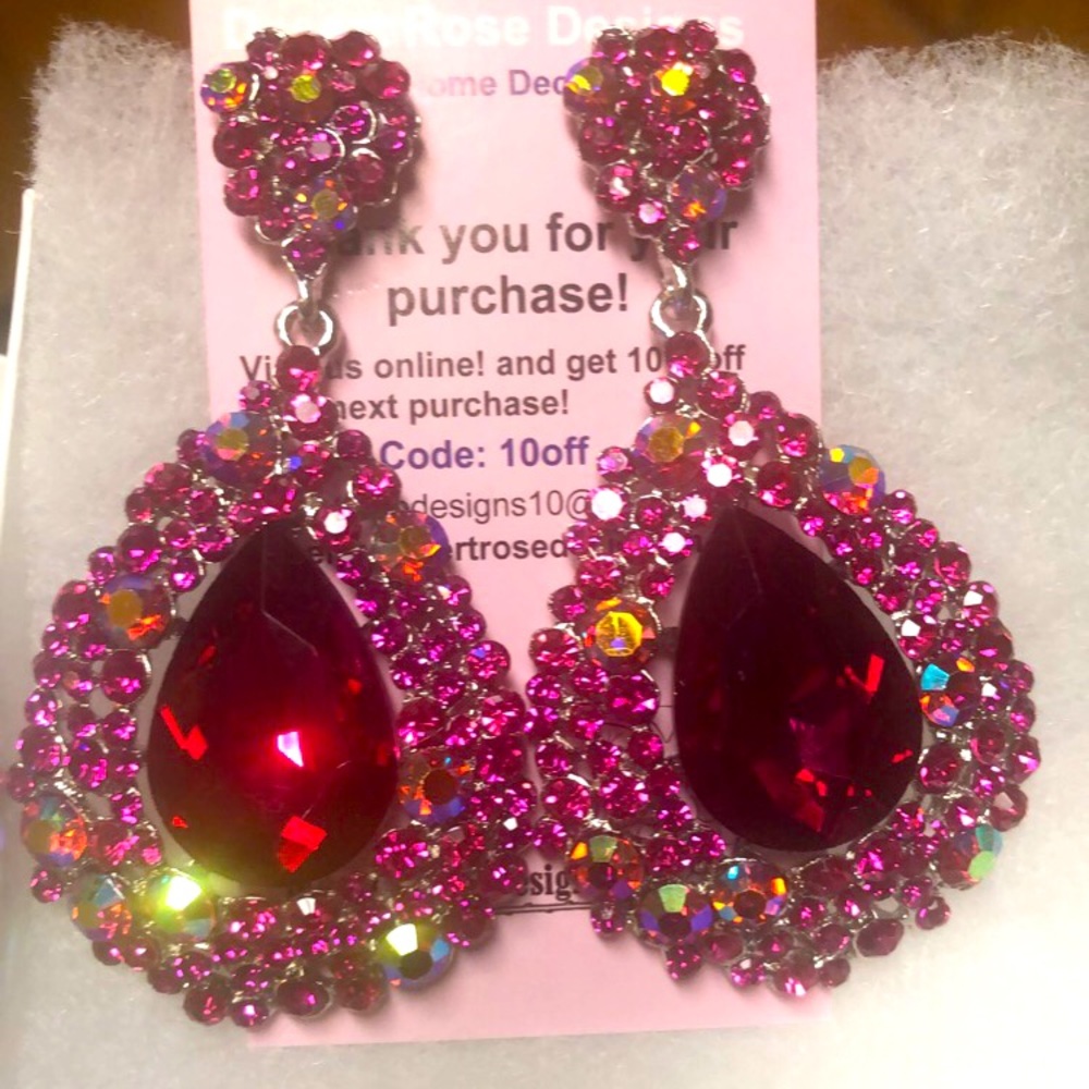 Pink Rhinestone Earrings